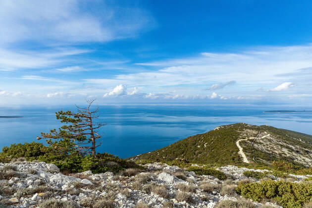 PXL_Osorscica mountain Photo taken on Jan. 12, 2021 show Osorscica mountain , Losinj Island, Croatia. Osorscica mountain spreads along the northern part of the island of Losinj from Cunski to Osor, and it is about 20 kilometres long. It is the first mountain on the islands of Adriatic to have attracted visitors, heir to the Austro-Hungarian throne Rudolf Habsburg was surely one of the first, having climbed Osorscica in 1887. Osorscica is well-known for many caves and the most famous are St. Gaudentius cave, located below the peak Televrina on the eastern side, and Vela Jama on the western side of Televrina. It is about 40 metres deep and remains of people were found here from about 10.000 years ago. SreckoxNiketic PIXSELL