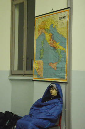 Milan, Liceo Manzoni. High school kids spend the night taking up high school Editorial Usage Only  Copyright: xDAVIDExCANELLAx xIPAx