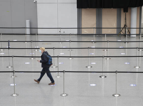 Patients arrive and go through the check in process to received a COVID-19 vaccination at the Jacob K. Javits Convention Center in New York City on Wednesday, January 13, 2021. The Javits Convention Center which served as a massive field hospital last spring when New York City was the epicenter of the pandemic, now will serve as a huge vaccine distribution center.  NYP20210113114 JohnxAngelillo
