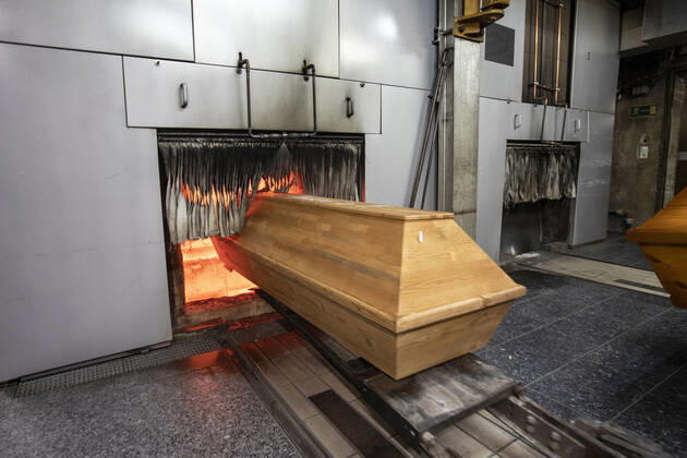 Germany, Saxony, Städtisches Bestattungswesen Meißen GmbH, crematorium, incineration of dead bodies with Covid19, 14 01 2021