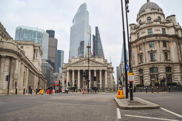 January 15, 2021, London, United Kingdom: Quiet streets in the City of London..England remains under lockdown as the government battles to keep the coronavirus pandemic under control. London United Kingdom - ZUMAs197 20210115_zab_s197_005 Copyright: xVukxValcicx