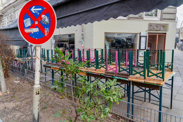 Closed gastronomy during the Corona Lockdown in Janaur 2021 in the district Hamburg St Pauli Closed gastronomy during the Corona Lockdown in Janaur 2021 in the district Hamburg St Pauli , Hamburg Hamburg Germany St Pauli