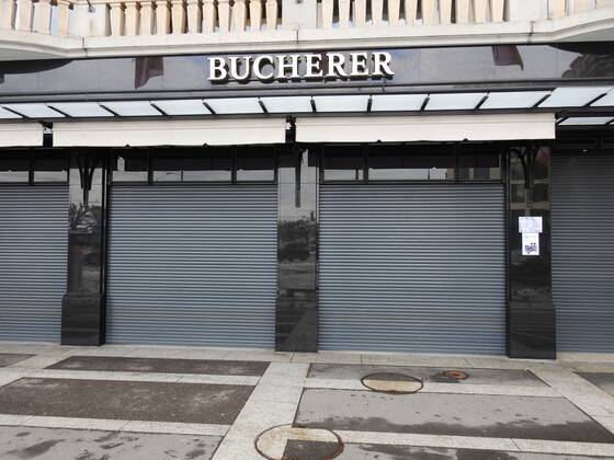 Photo Manuel Geisser 18 01 2021 Coronavirus, Lockdown Picture Closed Bucherer watch shop Lucerne