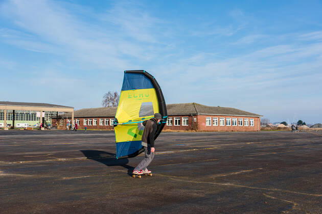 Impressions from Kiel The helicopter airfield of the German Federal Armed Forces in Kiel Holtenau is used gladly by everyone here Sail Skater for sporty activities.