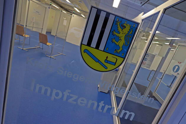 The building of the vaccination center of the district Siegen Wittgenstein in Eiserfeld Corona vaccination center on 20 01 2021 in Siegen Germany