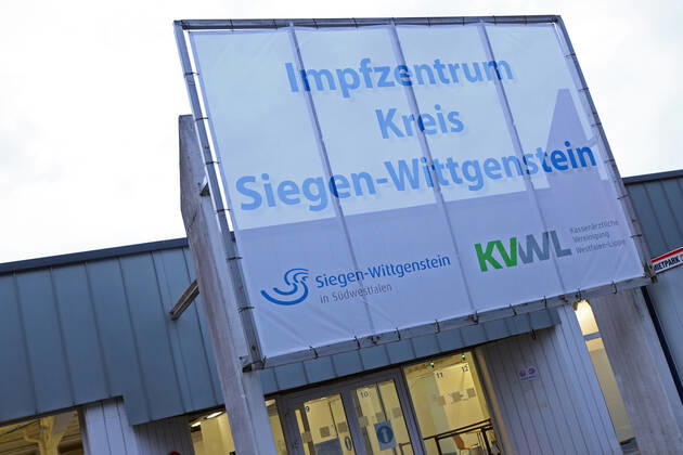 The building of the vaccination center of the district Siegen Wittgenstein in Eiserfeld Corona vaccination center on 20 01 2021 in Siegen Germany