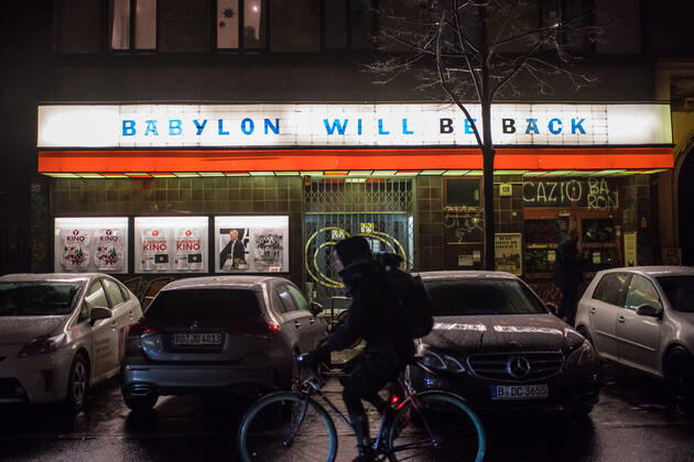 Health Corona Virus Impact Effects of the Corona Crisis In the picture The closed Babylon cinema in Berlin Kreuzberg The operators have put the words Babylon will be back on the billboard above the entrance 19 1 2021, Berlin