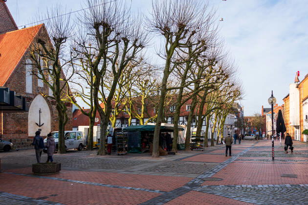 Eckernförde on the Baltic coast at lockdown an almost empty city centre, most shops closed, a big problem for the retail trade