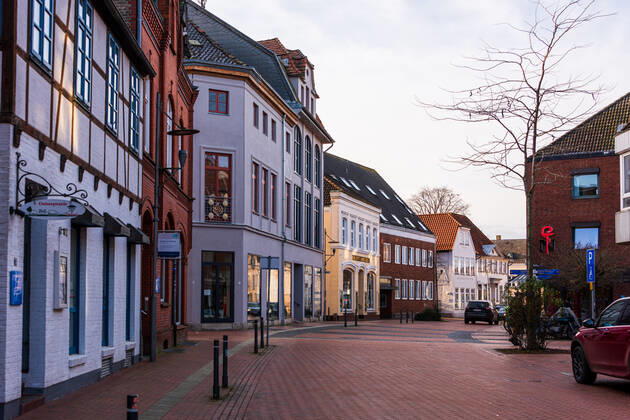 Eckernförde on the Baltic coast at lockdown an almost empty city centre, most shops closed, a big problem for the retail trade