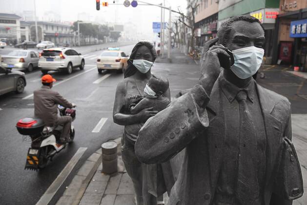 1 year passes since Wuhan lockdown, original epicenter of new coronavirus Face masks are put on statues on a street in Wuhan on Jan. 23, 2021, a year after a drastic lockdown was imposed on the Chinese city known as the original epicenter of the novel coronavirus. 