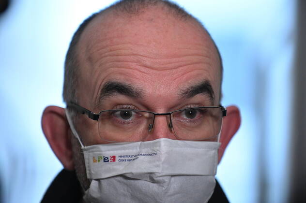 Czech Minister for Health Jan Blatny speaks to journalists after his second vaccination against COVID-19, at the University Hospital Brno, Czech Republic, on January 23, 2021. (CTKxPhoto IgorxZehl) CTKPhotoP202101230263001  zeh