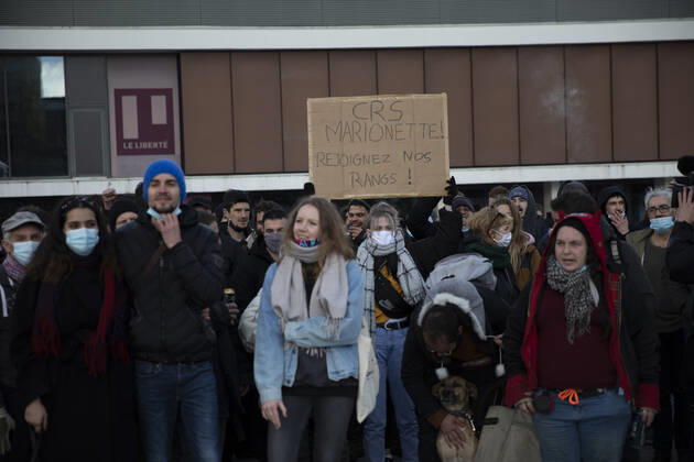 People gathered in Rennes west of France, on January 23, 2021, in support of arrested after the rave party in Lieuron neard Rennes, which was held at New Year s Eve, with around 2,400 participants.  Copyright: xJeremiasxGonzalezx