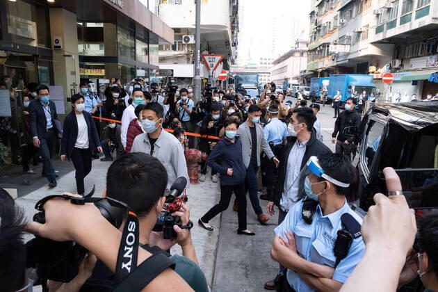 January 23, 2021, Hong Kong, China: Carrie Lam, Hong Kong s Chief Executive, leaves after inspecting an area in Jordan locked down by the government to contain the coronavirus (Covid-19) outbreak..Hong Kong has imposed its first Covid-19 lockdown in a densely-populated area to curb the spread of the coronavirus. Hong Kong China - ZUMAs197 20210123_zaa_s197_066 Copyright: xIsaacxWongx