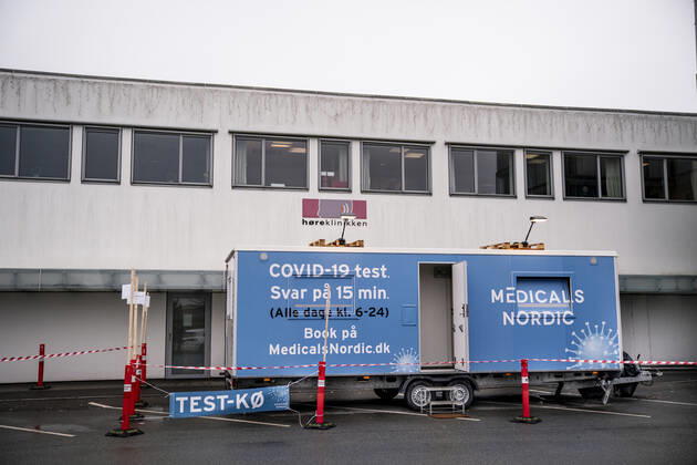 Medicals Nordic test center at Kongevejscentret in Hoersholm, Monday 25 January 2021 Medicals Nordic, which is responsible for testing at some of SOS Internationals centers, states in a press release that the company immediately stops using WhatsApp when communicating internally about positive test results, Copenhagen Denmark  Copyright: Ritzau Scanpix LiselottexSabroex COP106 spdk20210125-114445-L