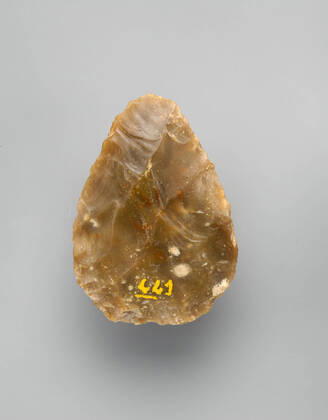 Biface, Acheulean, 700,000 200,000 B.C., Acheulean, Flint, H. 4 11 16 in. (11.9 cm); W. 3 5 16 in. (8.5 cm); D. 1 in. (2.5 cm); Wt. 10 oz. (290 g), Tools  Copyright Artokoloro LC200124_32963