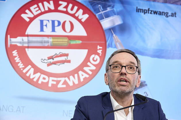 Vienna 30 01 2021 Coronavirus crisis This morning there was a press conference by the FPÖ club chairman Herbert Kickl on the prohibited anti corona demonstrations in the FPÖ media center FPÖ PK Kickl on prohibited anti corona demonstrations
