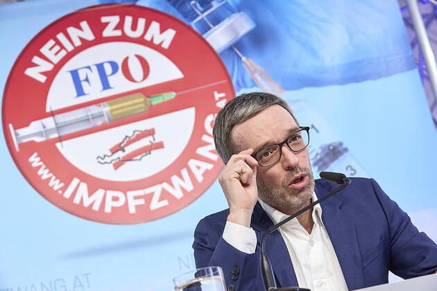 Vienna 30 01 2021 Coronavirus crisis This morning there was a press conference by the FPÖ club chairman Herbert Kickl on the prohibited anti corona demonstrations in the FPÖ media center FPÖ PK Kickl on prohibited anti corona demonstrations