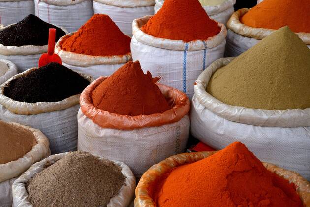 Spices in bags, market stall in Ürgüp, Cappadocia, Turkey, Asia Copyright: imageBROKER/J.xPfeiffer iblpjr05183304.jpg