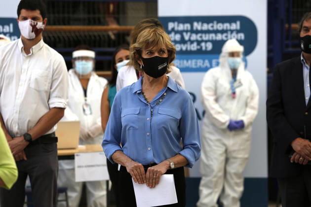Santiago 2 February 2021 The Undersecretary of Public Health, Paula Daza, and the Mayor of Providencia, Evelyn Matthei, visit one of the vaccination centers to initiate mass vaccination against Covid 19 Marcelo Hernandez Aton Chile, Santiago Chile Aton 485309  Copyright: MARCELOxHERNANDEZ ATONxCHILE