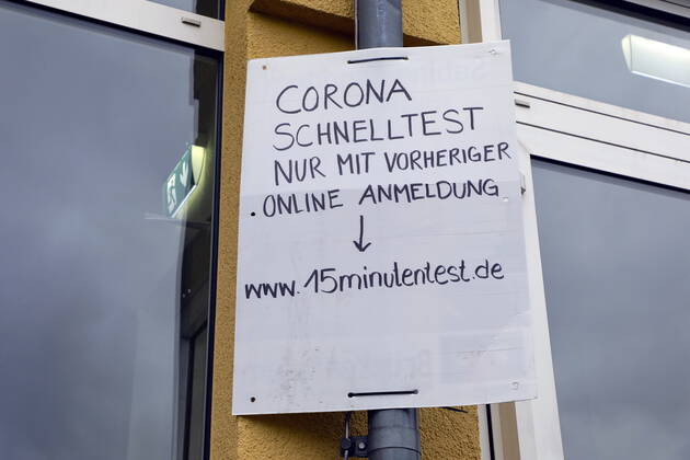 02 02 2021, Bonn, Germany Corona crisis photo poster with reference to a Corona rapid test