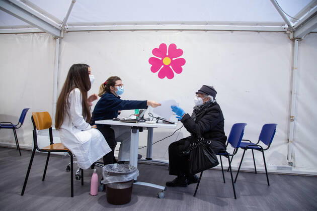 Italy: First COVID-19 vaccination for people over 80 in Rome Place for the acceptance of people over 80 who must be vaccinated Rome Italy Copyright: MatteoxNardone