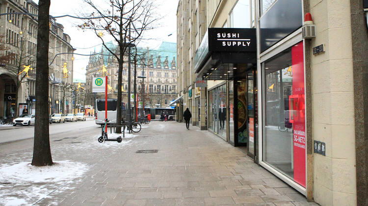 The almost deserted shopping street Mönckebergstrßae in downtown Hamburg during the lockdown downtown Hamburg
