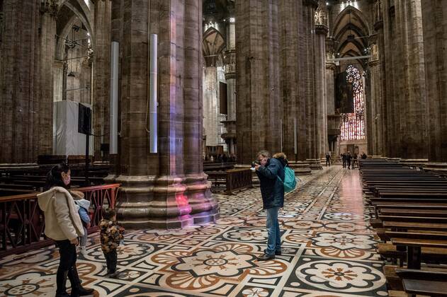 Milan. Milan Cathedral reopening for visits to tourists Editorial Usage Only  Copyright: xCarloxCozzolix xIPAx