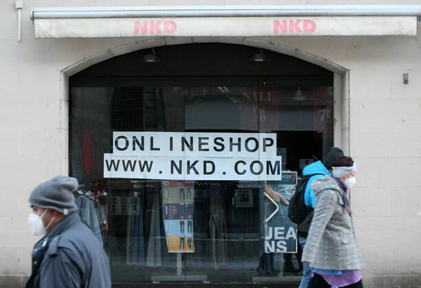Kleidung Shop NKD geschlossen during the Hard Lockdown of the Covid 19 Coronavirus Pandemie in Furth , Bayern , Deutschland . February 12, 2021.