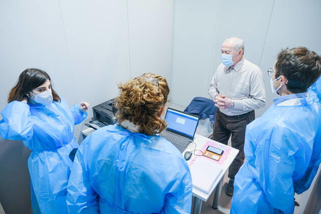 Padua - First vaccinations against Covid19 with the Pfizer-BioNTech vaccine for the elderly over 80 at the Padua Fair in via Tommaseo Editorial Usage Only  Copyright: xRobertoxSilvinox xIPAx