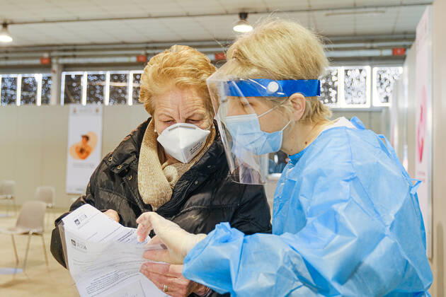 Padua - First vaccinations against Covid19 with the Pfizer-BioNTech vaccine for the elderly over 80 at the Padua Fair in via Tommaseo Editorial Usage Only  Copyright: xRobertoxSilvinox xIPAx