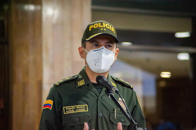 Health staff from hospitals like the Police Hospital and Clinica Colombia prepare and vaccinate their health staff as part of the first phase of vaccinations in Bogota, Colombia on February 18, 2021 Bogota Cundinamarca Colombia Copyright: xChepaxBeltranx CHE_btavac_20210218002
