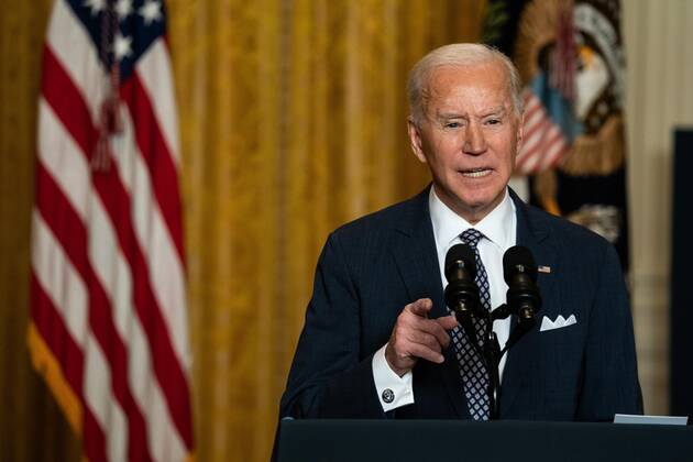 News Bilder des Tages February 19, 2021, Washington, District of Columbia, USA: United States President Joe Biden delivers remarks at a virtual event hosted by the Munich Security Conference in the East Room of the White House on February 19, 2021 in Washington, DC. In his remarks, President Biden stressed the United States commitment to NATO after four years of the Trump administration undermining the alliance Washington USA - ZUMAs152 20210219_zaa_s152_020 Copyright: xAnnaxMoneymakerx