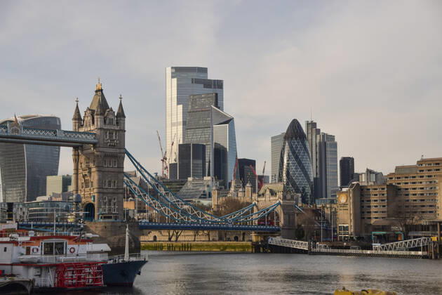 February 20, 2021, London, United Kingdom: A general view of Tower Bridge and the City of London during the national lockdown..Most businesses remain closed in the capital, as the government plans to ease the lockdown restrictions in the coming weeks. London United Kingdom - ZUMAs197 20210220_zab_s197_003 Copyright: xVukxValcicx