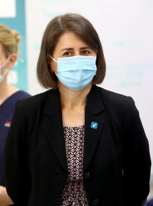 NSW COVID19 VACCINE ROLLOUT, NSW Premier Gladys Berejiklian is seen at the Royal Prince Alfred Hospital Vaccination Hub in Sydney, Monday, February 22, 2021. Australia will begin its roll out of the Pfizer coronavirus vaccine on Monday, the country s most complicated logistical exercise to date. ( NO ARCHIVING, EDITORIAL USE ONLY, NO USE IN BOOKS WITHOUT CONSENT SYDNEY NSW AUSTRALIA Copyright: xTobyxZernax 20210222001522249604