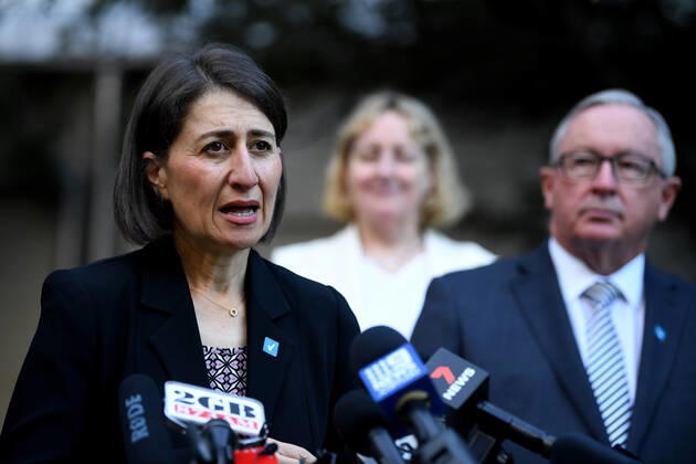 NSW COVID19 VACCINE ROLLOUT, NSW Premier Gladys Berejiklian speaks to media following the start of the COVID-19 vaccination program at Royal Prince Alfred Hospital in Sydney, Monday, February 22, 2021. ( NO ARCHIVING, EDITORIAL USE ONLY, NO USE IN BOOKS WITHOUT CONSENT SYDNEY NSW AUSTRALIA  Copyright: xJOELxCARRETTx 20210222001522258664