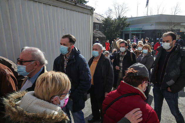 Vaccination in Zagreb, Croatia People wait in line to receive coronavirus disease (COVID-19) vaccine during a mass vaccination in Zagreb, Croatia on February 23, 2021. SanjinxStrukic PIXSELL