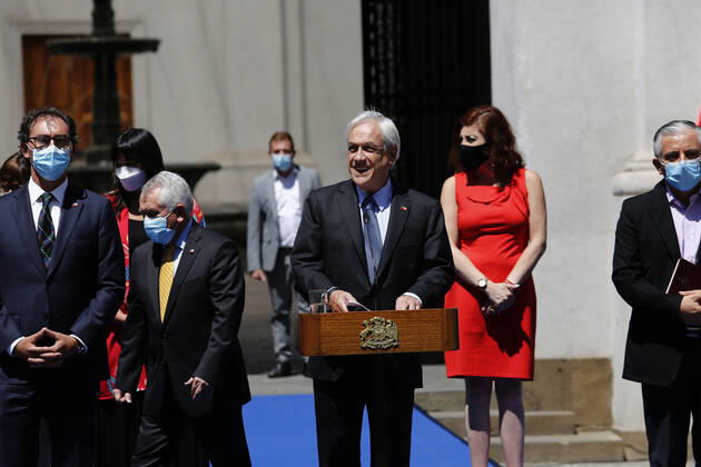 Santiago, February 23, 2021 Representatives of the Teachers Association, the Medical Association and the Ombudsmans Office for Children meet with President Sebastian Pinera to discuss the return to classes Marcelo Hernandez Aton Chile, Aton 490583  Copyright: MARCELOxHERNANDEZ ATONxCHILE