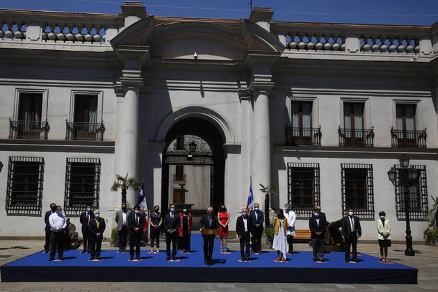Santiago, February 23, 2021 Representatives of the Teachers Association, the Medical Association and the Ombudsmans Office for Children meet with President Sebastian Pinera to discuss the return to classes Marcelo Hernandez Aton Chile, Aton 490584  Copyright: MARCELOxHERNANDEZ ATONxCHILE