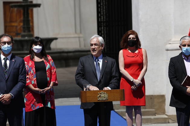 Santiago, February 23, 2021 Representatives of the Teachers Association, the Medical Association and the Ombudsmans Office for Children meet with President Sebastian Pinera to discuss the return to classes Marcelo Hernandez Aton Chile, Aton 490627  Copyright: MARCELOxHERNANDEZ ATONxCHILE