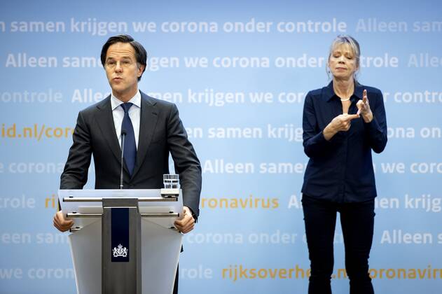 DEN HAAG Prime Minister Mark Rutte during a press conference on the coronation measures The curfew is being extended because the cabinet believes it needs the measure to create room for other relaxations ANP SEM VAN DER WAL Copyright: xHollandsexHoogtex xxANPx x428567201x