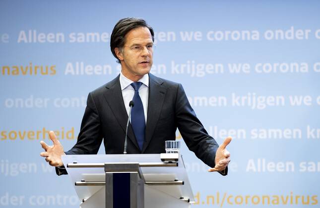 DEN HAAG Prime Minister Mark Rutte during a press conference on the coronation measures The curfew is being extended because the cabinet believes it needs the measure to create room for other relaxations ANP SEM VAN DER WAL Copyright: xHollandsexHoogtex xxANPx x428568114x