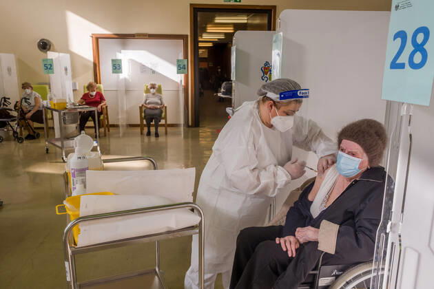 Milan. Pfizer vaccines administered at Pio Albergo Trivulzio to elderly over eighty years old I receive COVID vaccine Editorial Usage Only  Copyright: xCarloxCozzolix xIPAx