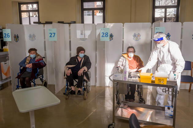 Milan. Pfizer vaccines administered at Pio Albergo Trivulzio to elderly over eighty years old I receive COVID vaccine Editorial Usage Only  Copyright: xCarloxCozzolix xIPAx