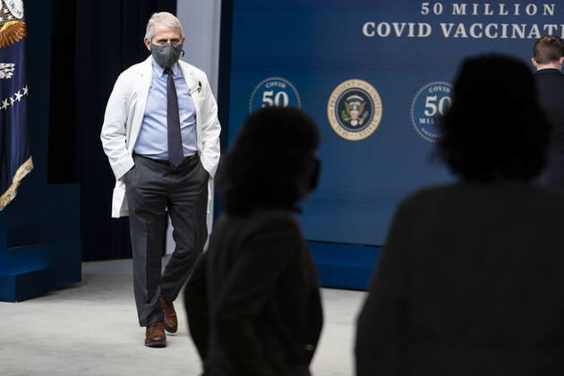 February 25, 2021, Washington, District of Columbia, USA: Dr. Anthony Fauci is seen before President Joe Biden participates in an event commemorating the 50 million COVID-19 vaccine shot during a ceremony at the White House, Thursday, Feb. 25, 2021. Ms. Bussey lives in Southeast DC. Ms. Bussey has been working ever since the pandemic Washington USA - ZUMAs152 20210225_zaa_s152_221 Copyright: xDougxMillsx