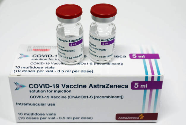 Impfzentrum Schoenefeld Schoenefeld, DEU, 26 02 2021 Vaccine ampoules and packs containing Covid19 vaccine Astra Zenica Schoenefeld Brandenburg Germany