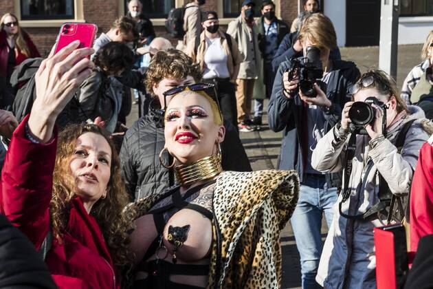 DEN HAAG - 02-03-2021, Hofplaats. Sexworkers protest against not be able to work yet. Sexwerkers protesteren omdat ze nog niet aan het werk mogen. Sexworkers protest against not be able to work  x10961420x Copyright: