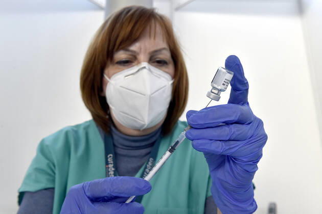 The Vaccination centre at the Brno Exhibition Grounds starts vaccinate the Svazna School teachers with Comirnaty vaccine from Pfizer BioNTech, on Tuesday, March 2nd, 2021. (CTKxPhoto VaclavxSalek) CTKPhotoP202103020841401  sal 02