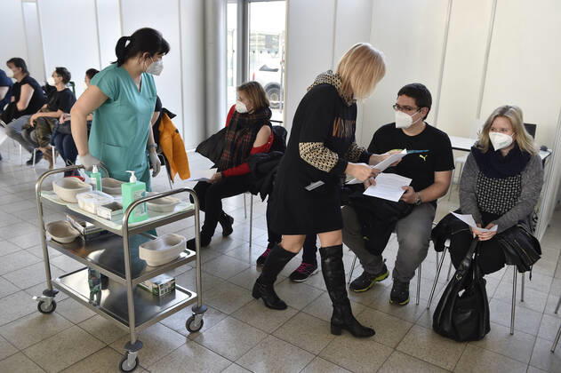 The Vaccination centre at the Brno Exhibition Grounds starts vaccinate the Svazna School teachers with Comirnaty vaccine from Pfizer BioNTech, on Tuesday, March 2nd, 2021. (CTKxPhoto VaclavxSalek) CTKPhotoP202103020852001  sal 06