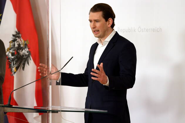Sebastian Kurz PK on vaccine production Vienna, BKA, 05 03 2021 Sebastian KURZ