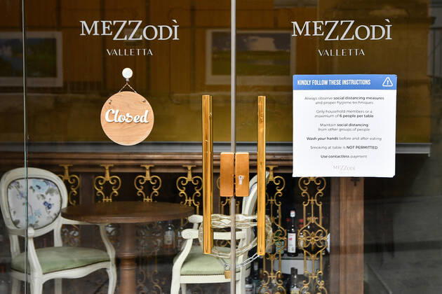 (210305) -- VALLETTA, March 5, 2021 -- Photo taken on March 5, 2021 shows a closed restaurant in Valletta, Malta. Malta has ordered the closure of the country s restaurants along with clubs, bars and places of entertainment until April 11 in a raft of measures to contain the spread of COVID-19, Prime Minister Robert Abela said on Thursday. (Photo by Xinhua) MALTA-VALLETTA-COVID-19-MEASURES JonathanxBorg 